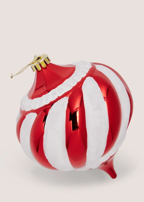 2 Pack Stripe Oversized Christmas Tree Baubles (17cm) Image 2