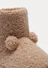 Kids Beige Pom Pom Slip On Boots (Younger 4-12) - Size 4 Infants Image 2