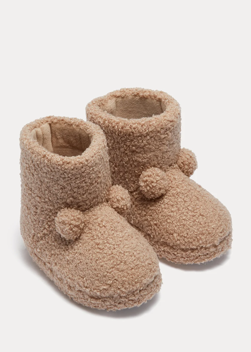Kids Beige Pom Pom Slip On Boots (Younger 4-12) - Size 4 Infants Image 1