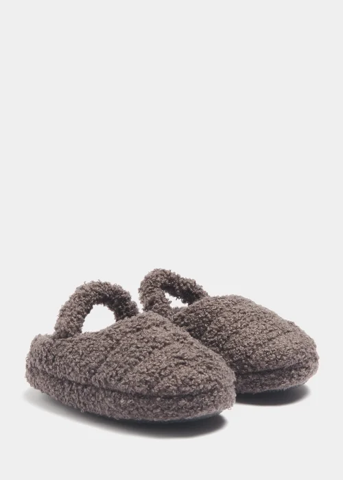 Boys Grey Padded Mule Slippers (Younger 4-12) - Size 4 Infants Image 1