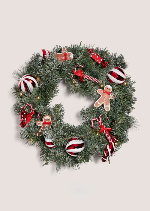 Candy Cane LED Wreath (55cm x 55cm x 14cm) Image 1