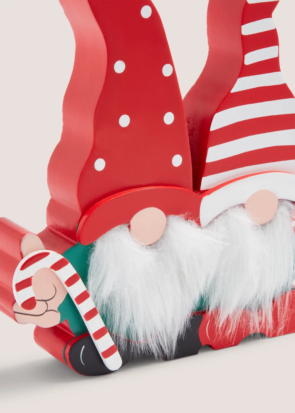 Wooden Christmas Gonk Pair Decoration (15.5cm x 2.5cm x 18cm) Image 2