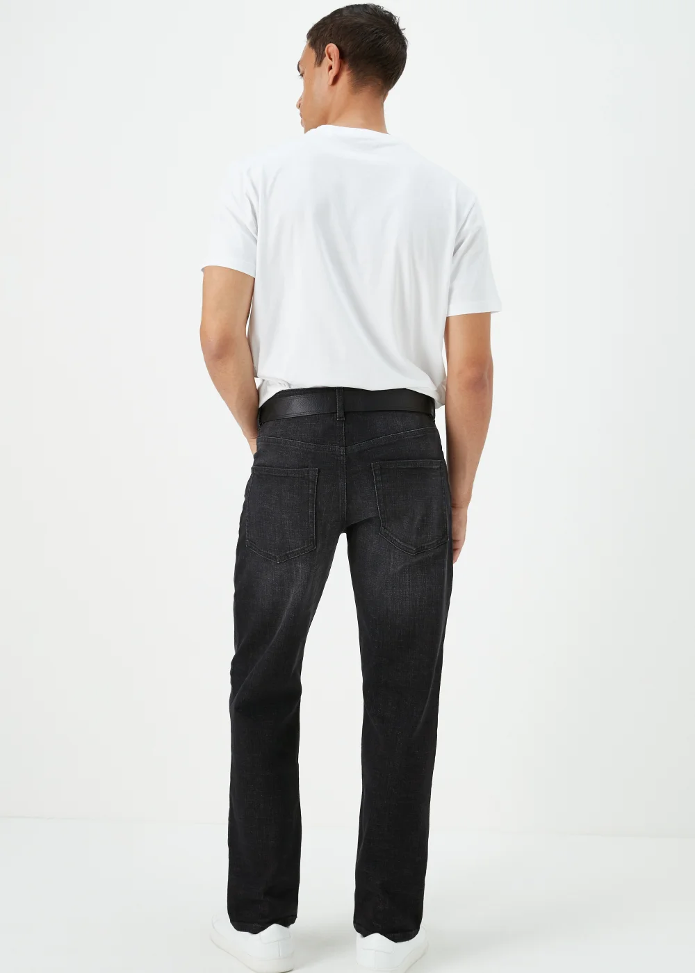 Black Straight Fit Belted Jeans - 30 R Image 2
