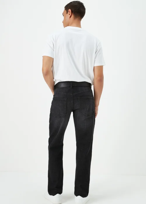 Black Straight Fit Belted Jeans - 30 R Image 2