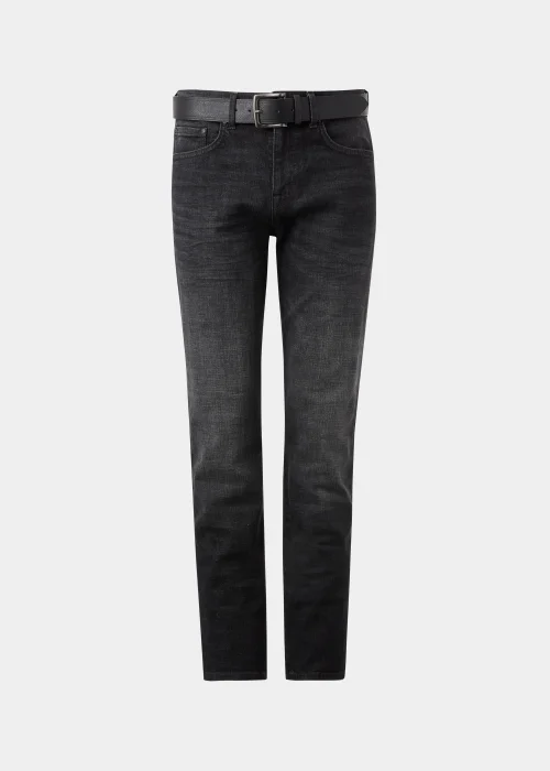 Black Straight Fit Belted Jeans - 30 R Image 5