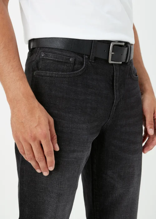 Black Straight Fit Belted Jeans - 30 R Image 3