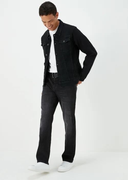 Black Straight Fit Belted Jeans - 30 R Image 4