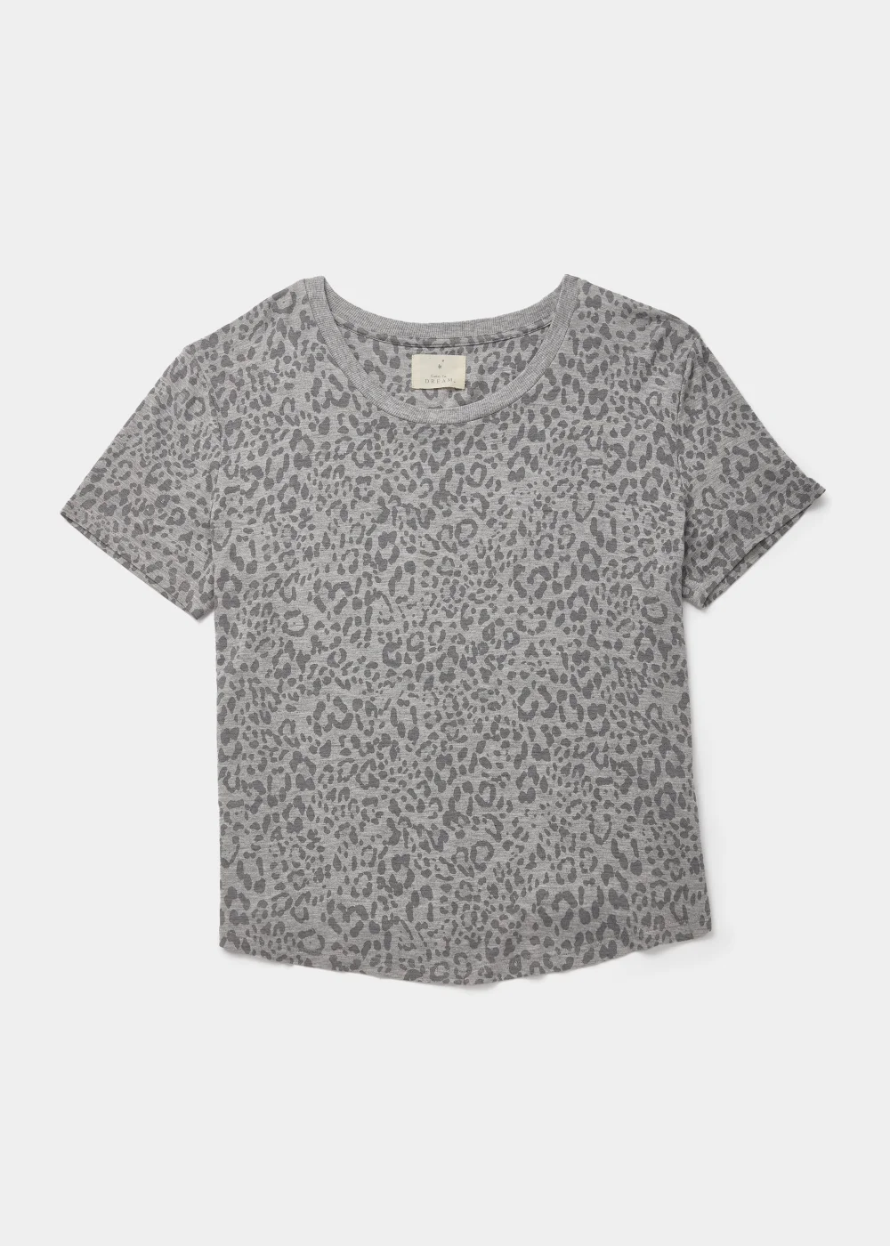 Grey Marl Animal Print Pyjama Top - Small Image 4