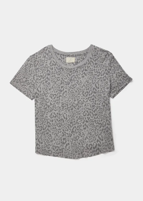 Grey Marl Animal Print Pyjama Top - Small Image 4