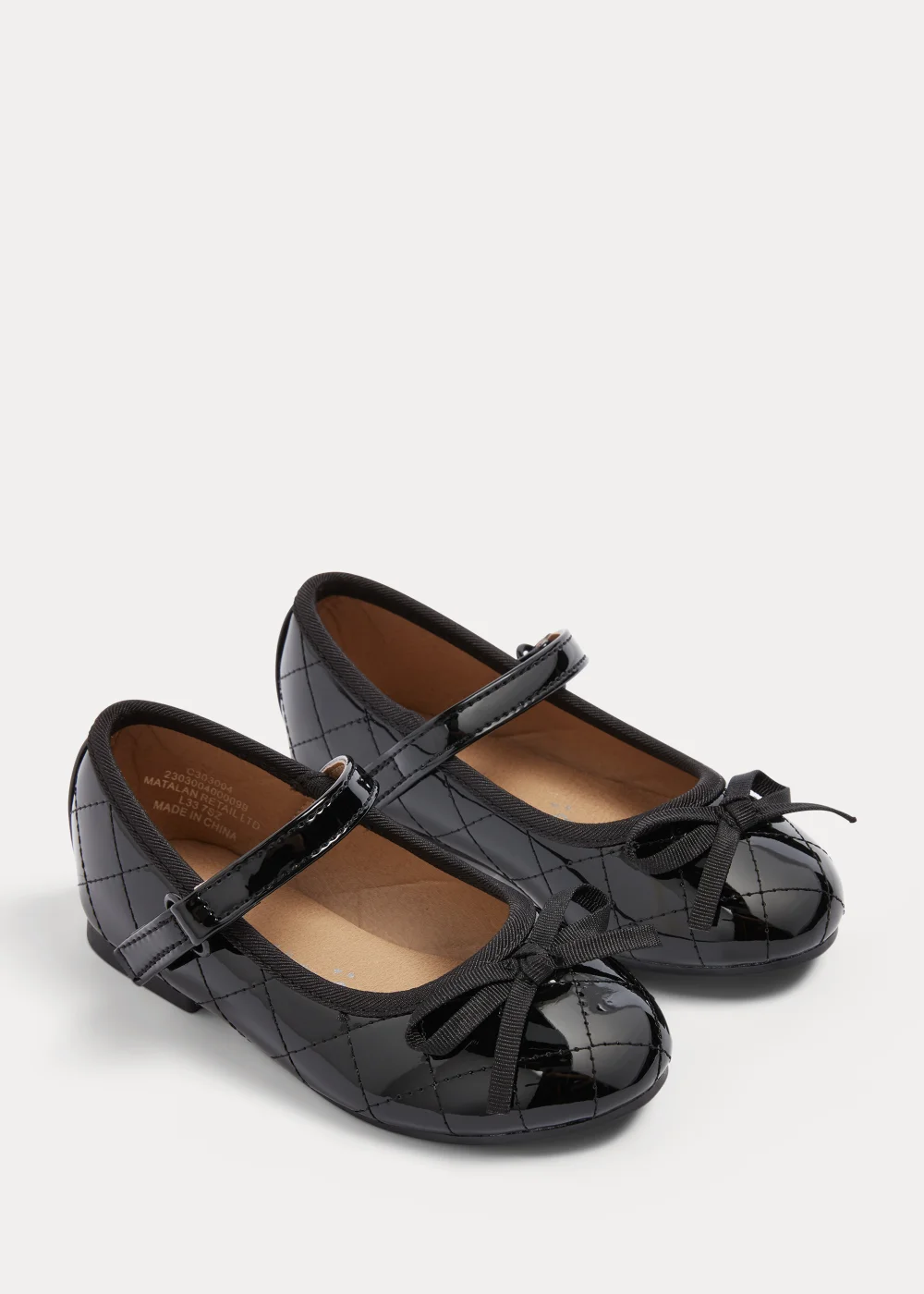 Girls Black Quilted Ballet Flats (Younger 4-12) - Size 4 Infants Image 1