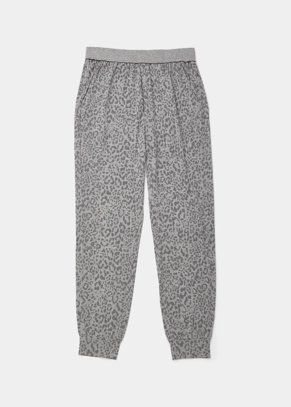Grey Marl Animal Print Pyjama Bottoms - Small Image 4