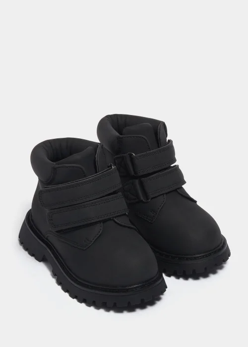 Boys Black Double Strap Hiker Boots (Younger 4-12) - Size 4 Infants Image 1
