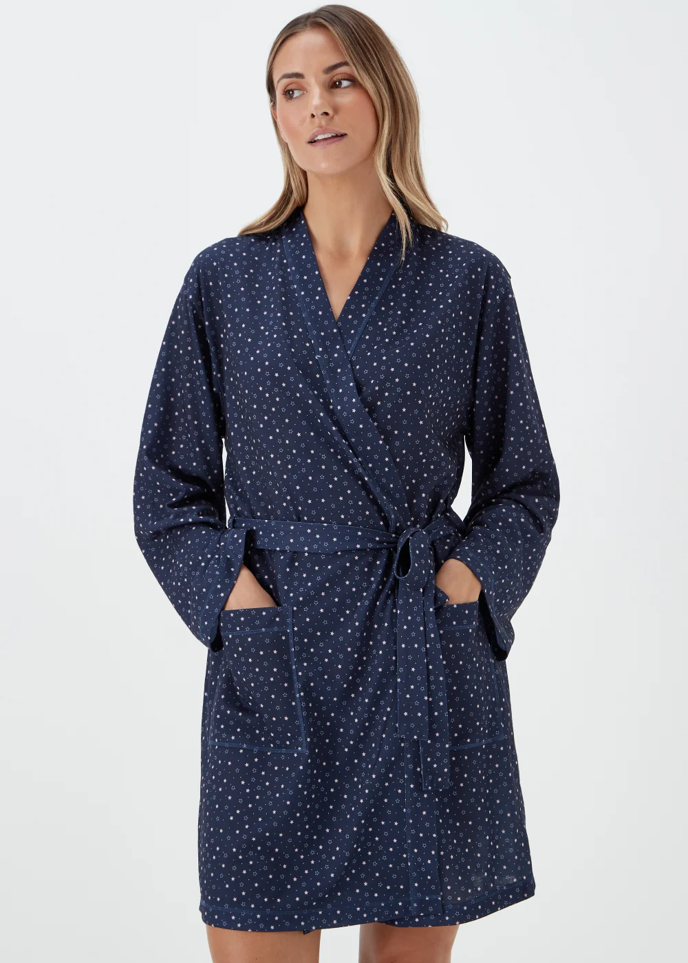 Navy Star Print Dressing Gown - Extra small Image 1