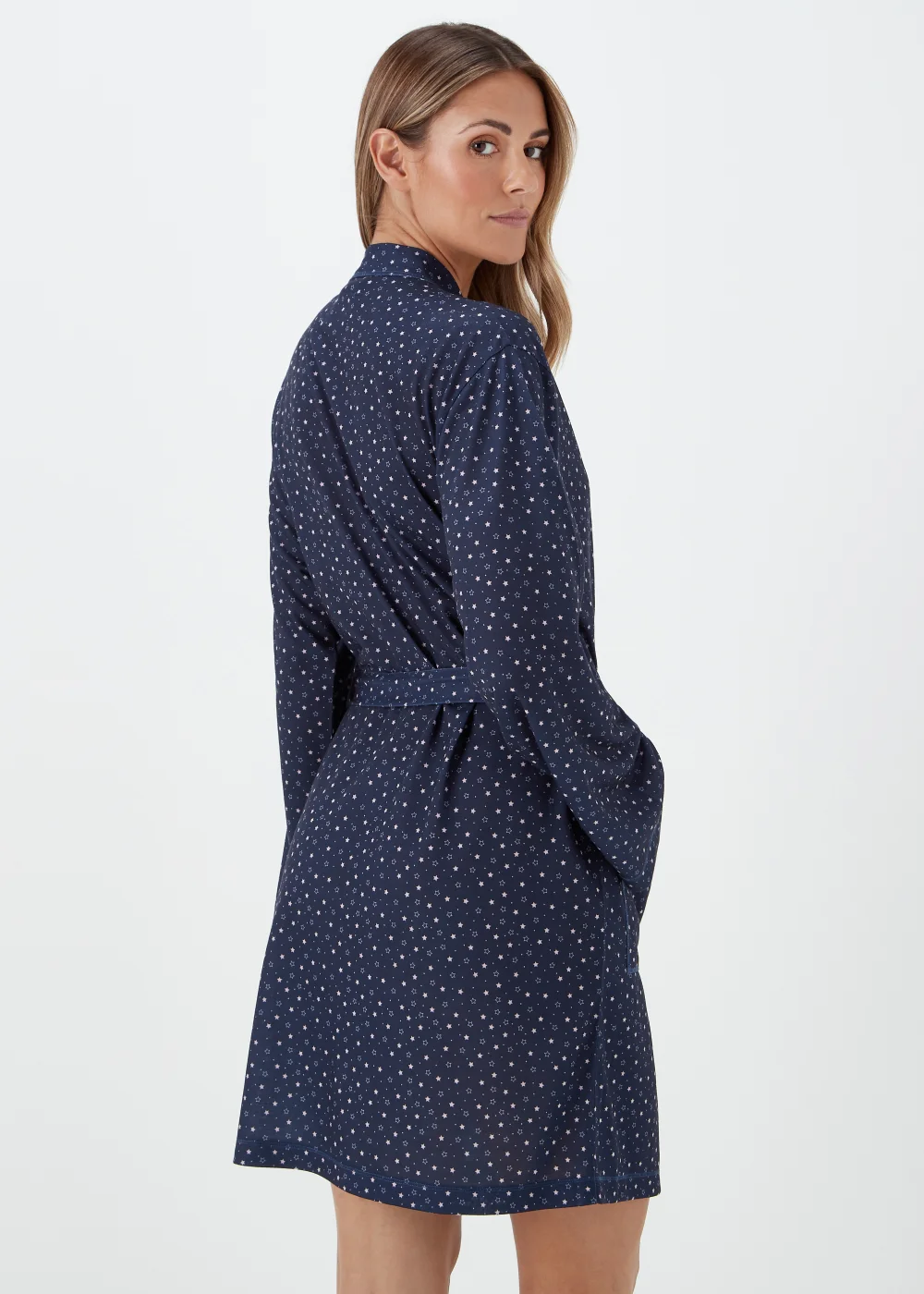 Navy Star Print Dressing Gown - Extra small Image 2