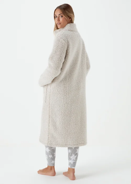 Cream Borg Zip Up Dressing Gown - Extra small Image 2