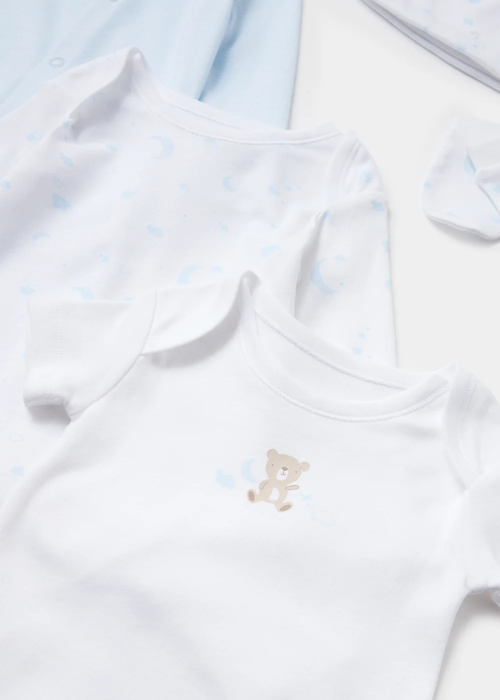 Baby 7 Piece Blue Layette Set (Tiny Baby-6mths) - Tiny Baby Image 2