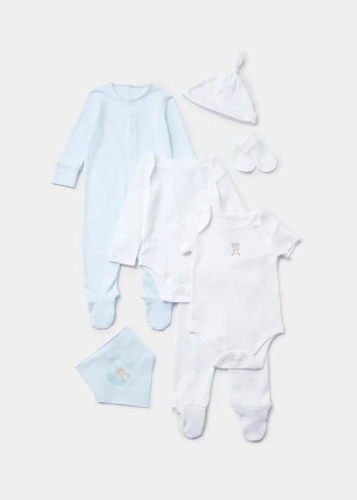 Baby 7 Piece Blue Layette Set (Tiny Baby-6mths) - Tiny Baby Image 1