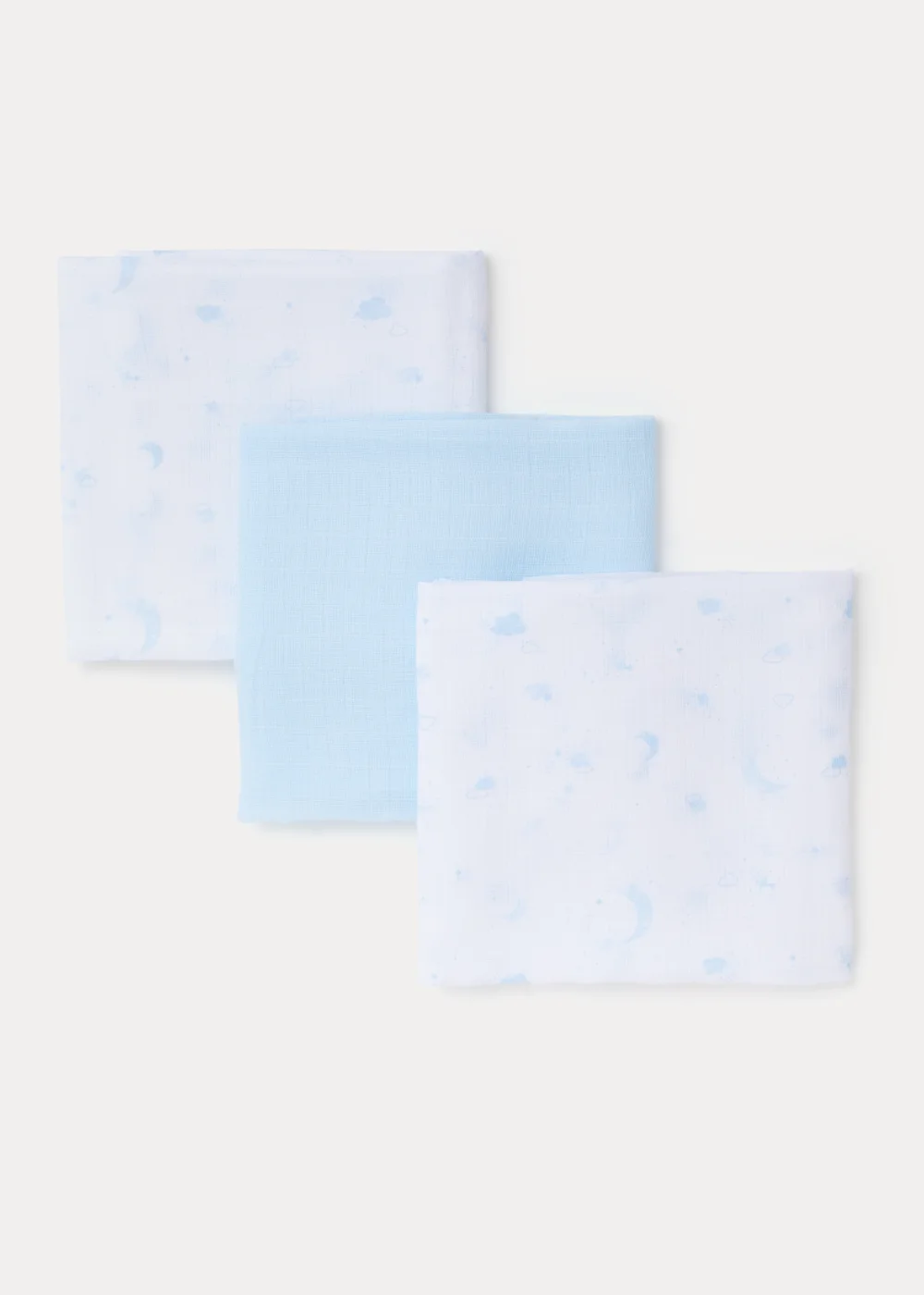 3 Pack Blue Muslin Cloths - One Size Image 1