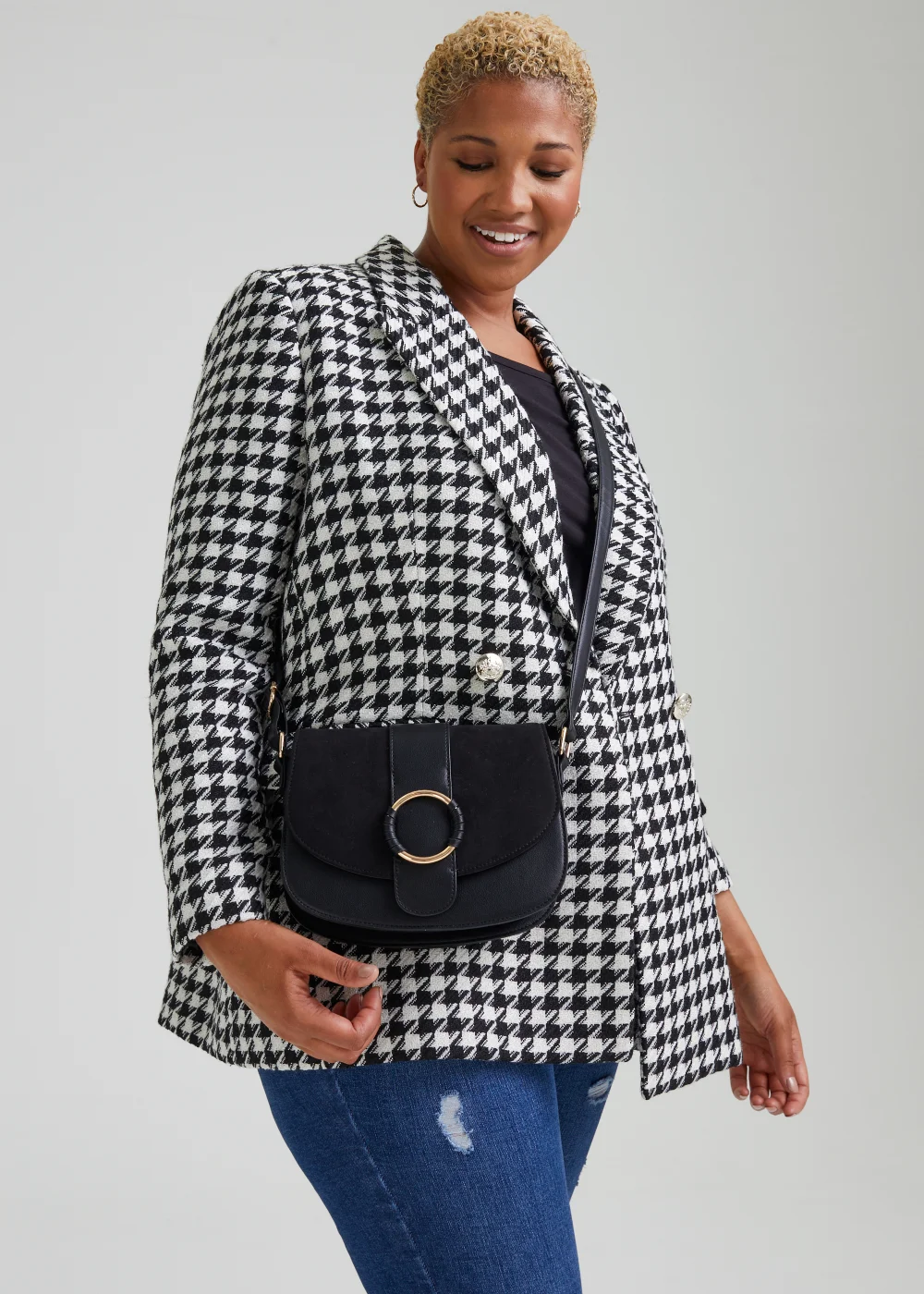 Papaya Curve Black & White Print Blazer - 18 Image 4