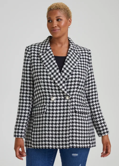 Papaya Curve Black & White Print Blazer - 18 Image 1