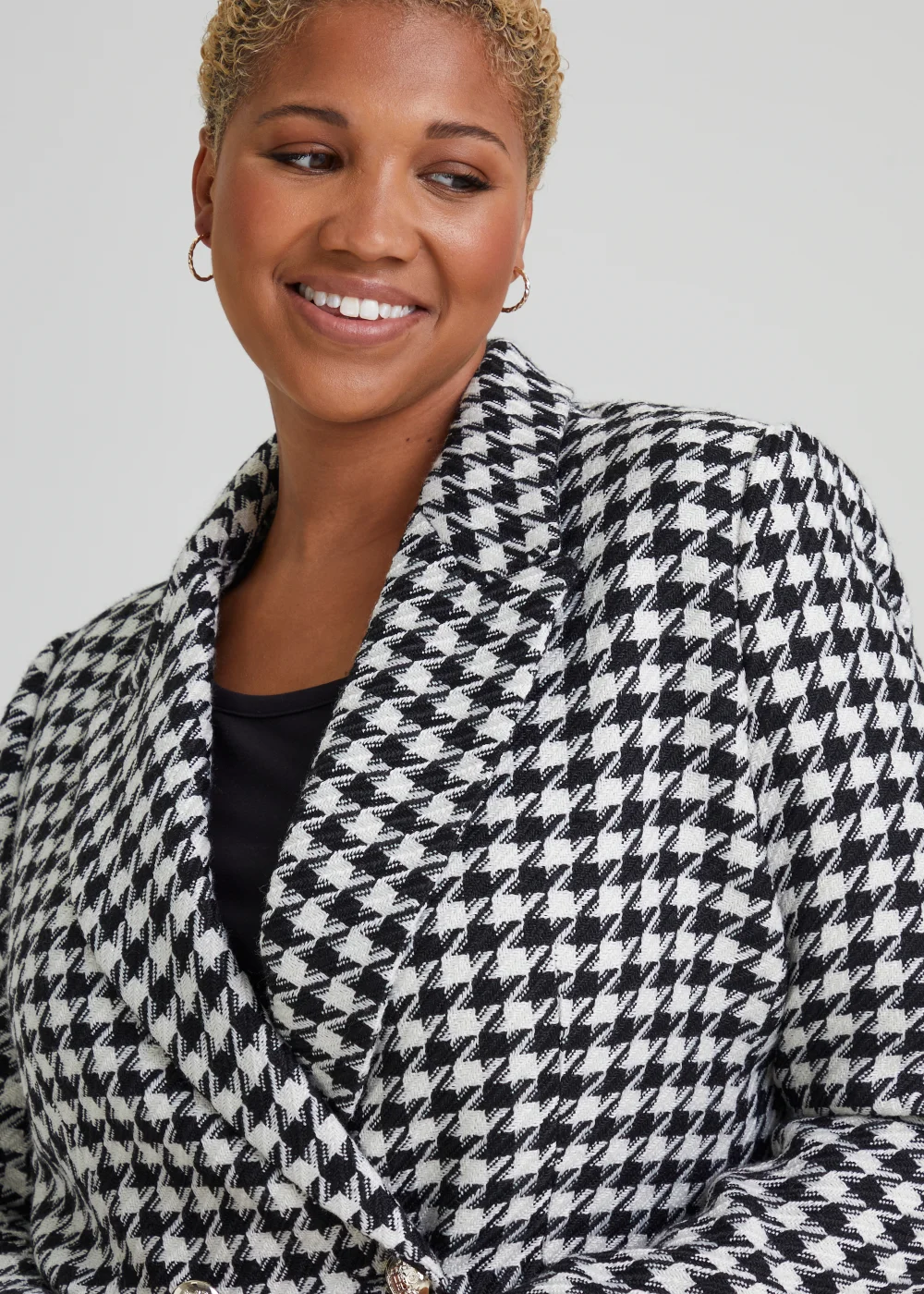 Papaya Curve Black & White Print Blazer - 18 Image 3