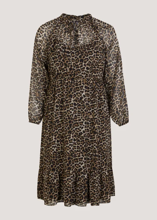 Papaya Curve Brown Animal Print Chiffon Midi Dress - 18 Image 5