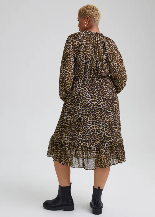 Papaya Curve Brown Animal Print Chiffon Midi Dress - 18 Image 2