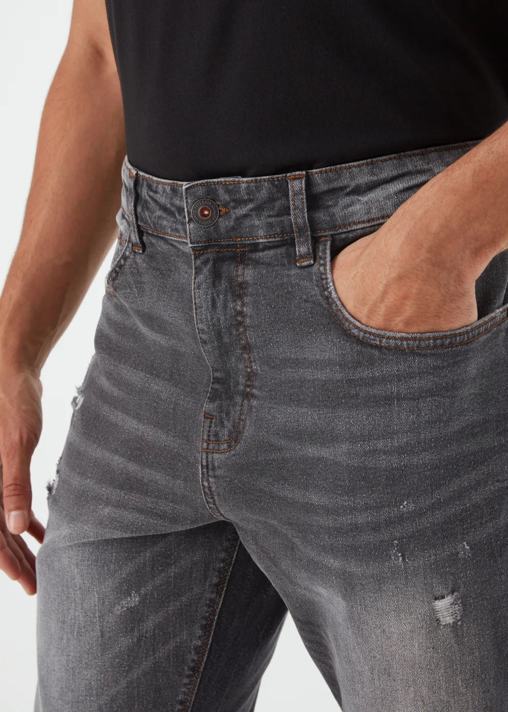 Black Wash Slim Fit Tapered Jeans - 30 Waist Regular Image 3