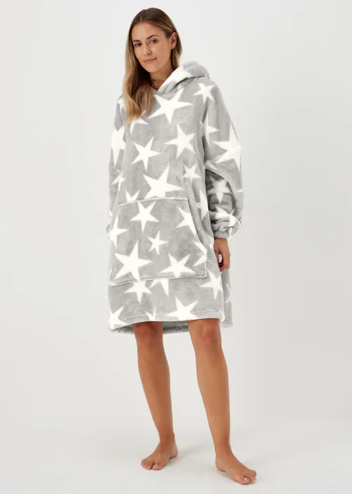 Grey Star Print Snuggle Hoodie - Extra small Image 1