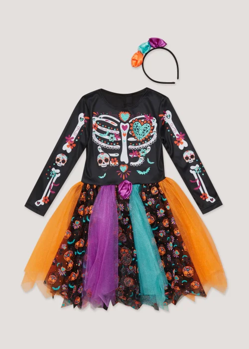 Kids Multicoloured Day Of The Dead Fancy Dress Costume (12mths-11yrs) - Age 12 - 18 Months Image 1