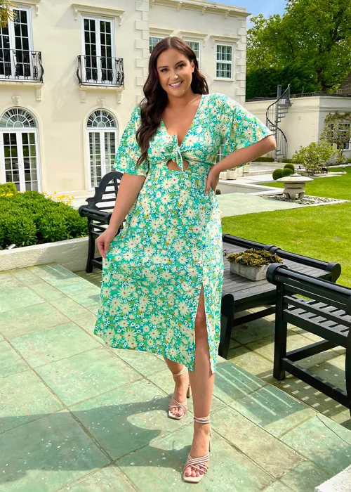 In the Style Jac Jossa Green Print Midaxi Dress - Size 8 Image 1