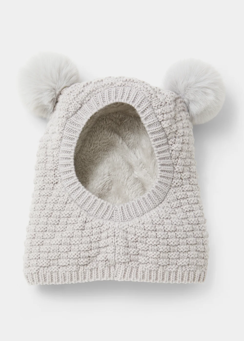 Grey Baby Balaclava Bobble Hat (Newborn-2yrs) - Age 0 - 3 Months Image 1