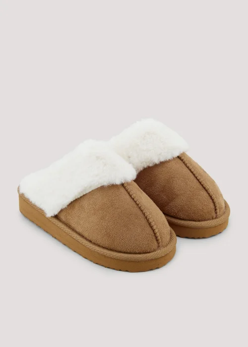 Kids Tan Mule Slippers (Younger 10-Older 5) - 1 Image 1