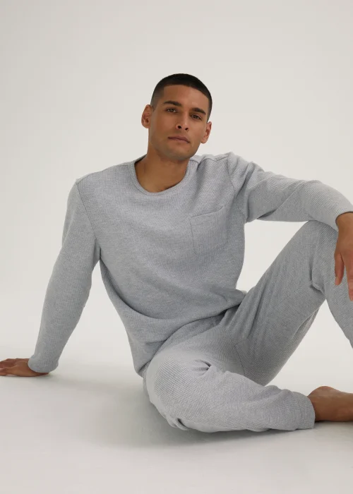 Grey Waffle Long Sleeve Pyjama Top - Extra small Image 3