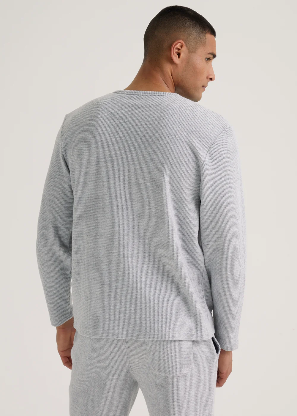 Grey Waffle Long Sleeve Pyjama Top - Extra small Image 2