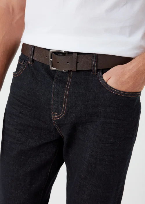 Dark Raw Wash Bootcut Belted Jeans - 30 Waist Regular Image 3