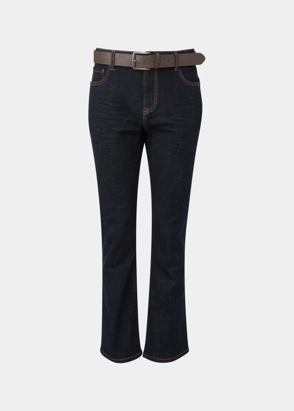 Dark Raw Wash Bootcut Belted Jeans - 30 Waist Regular Image 5