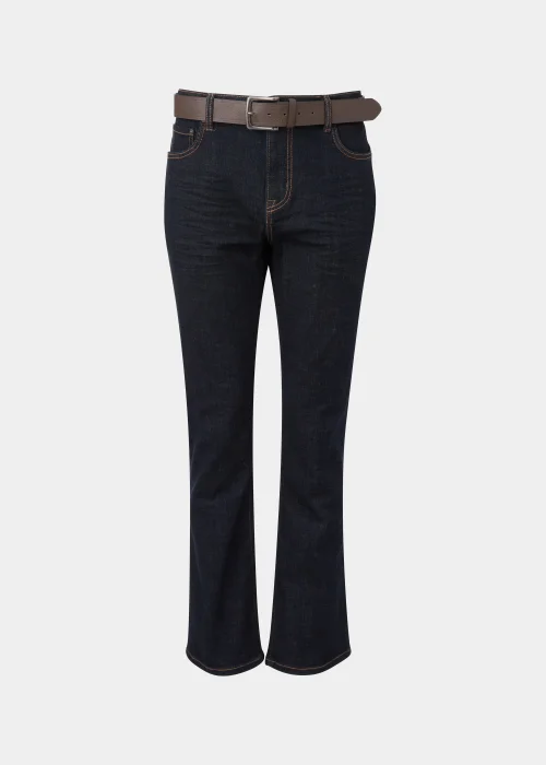 Dark Raw Wash Bootcut Belted Jeans - 30 Waist Regular Image 5