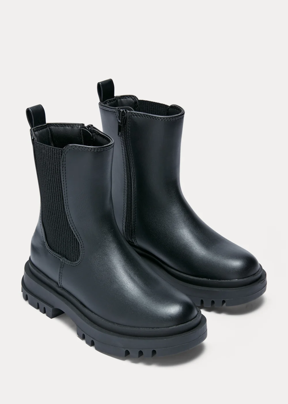 Girls Black Mid Calf Chelsea Boots (Younger 10-Older 5) - Size 1 Image 1