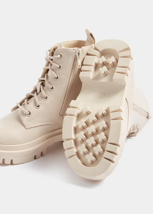 Girls Cream Lace Up Boots (Younger 10-Older 5) - Size 1 Image 2