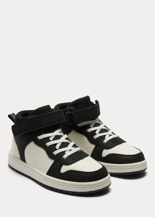 Boys Black PU High Top Trainers (Younger 10-Older 6) - Size 1 Image 1