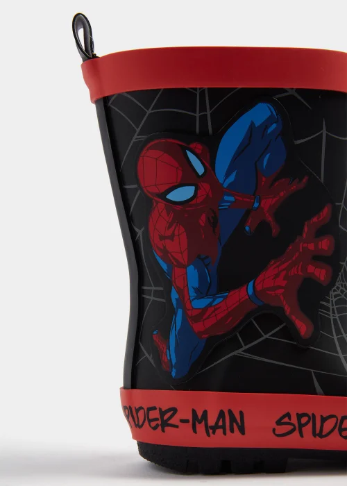 Kids Black Marvel Spider-Man Rubber Wellies (Younger 4-12) - Size 4 Infants Image 2