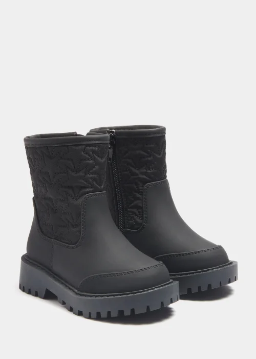 Girls Black Quilted Calf Boots (Younger 4-12) - Size 4 Infants Image 1