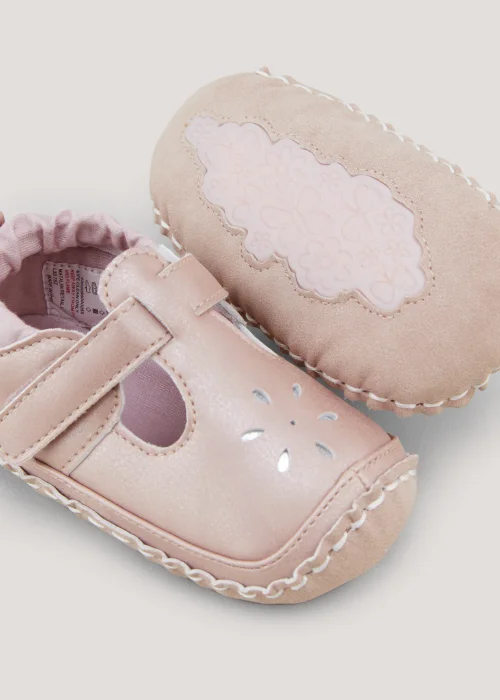 Pink Moccasin Soft Sole Baby Shoes (Newborn-18mths) - Age 0 - 3 Months Image 2