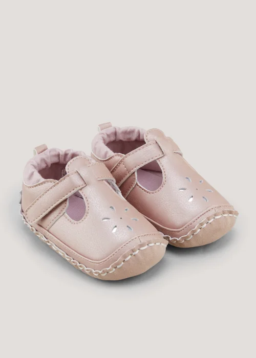 Pink Moccasin Soft Sole Baby Shoes (Newborn-18mths) - Age 0 - 3 Months Image 1