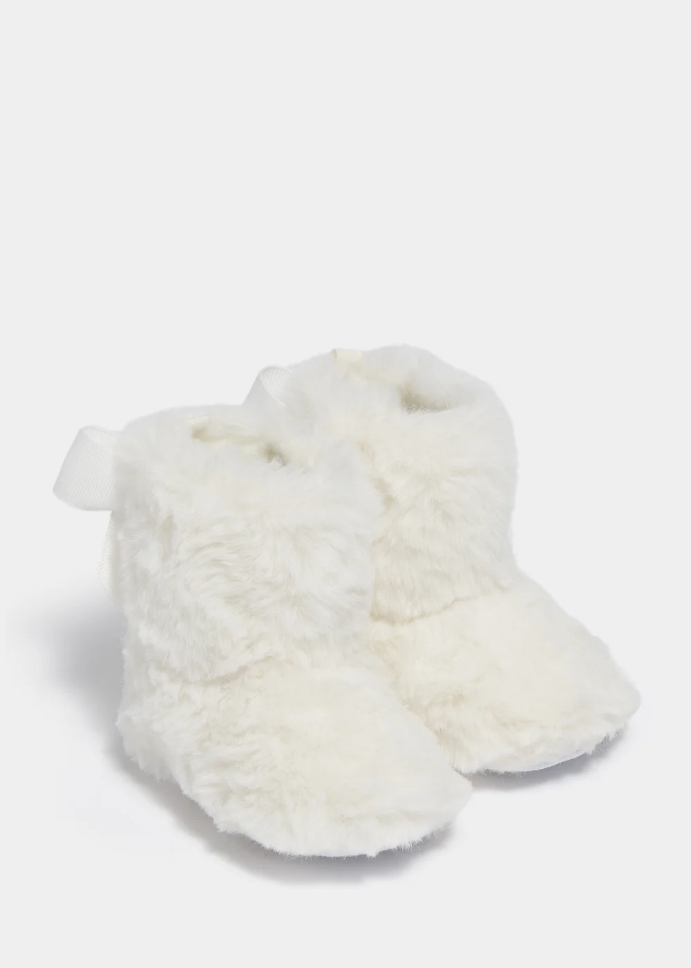 Cream Faux Fur Soft Sole Baby Boots (Newborn-18mths) - Age 0 - 3 Months Image 1