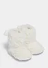 Cream Faux Fur Soft Sole Baby Boots (Newborn-18mths) - Age 0 - 3 Months Image 1