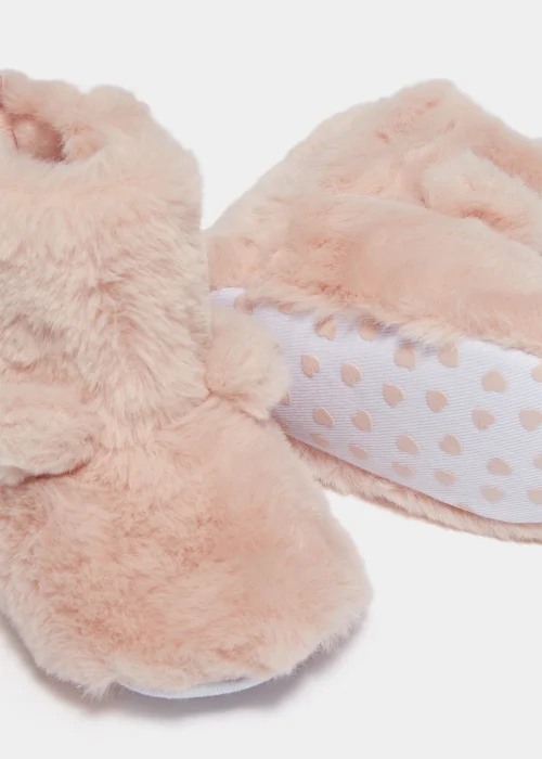 Pink Bunny Faux Fur Soft Sole Baby Boots (Newborn-18mths) - Age 0 - 3 Months Image 2