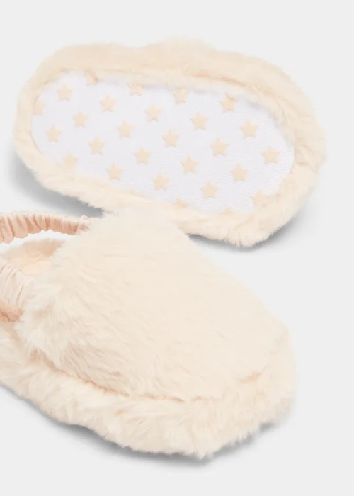Cream Faux Fur Baby Slippers (Newborn-18mths) - Age 0 - 3 Months Image 2