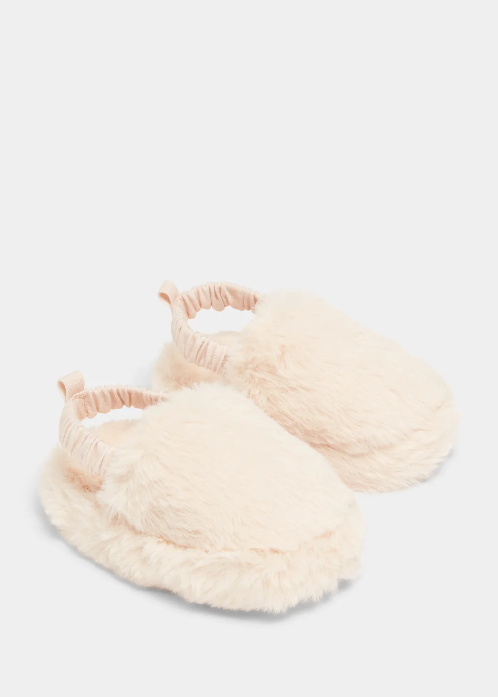 Cream Faux Fur Baby Slippers (Newborn-18mths) - Age 0 - 3 Months Image 1